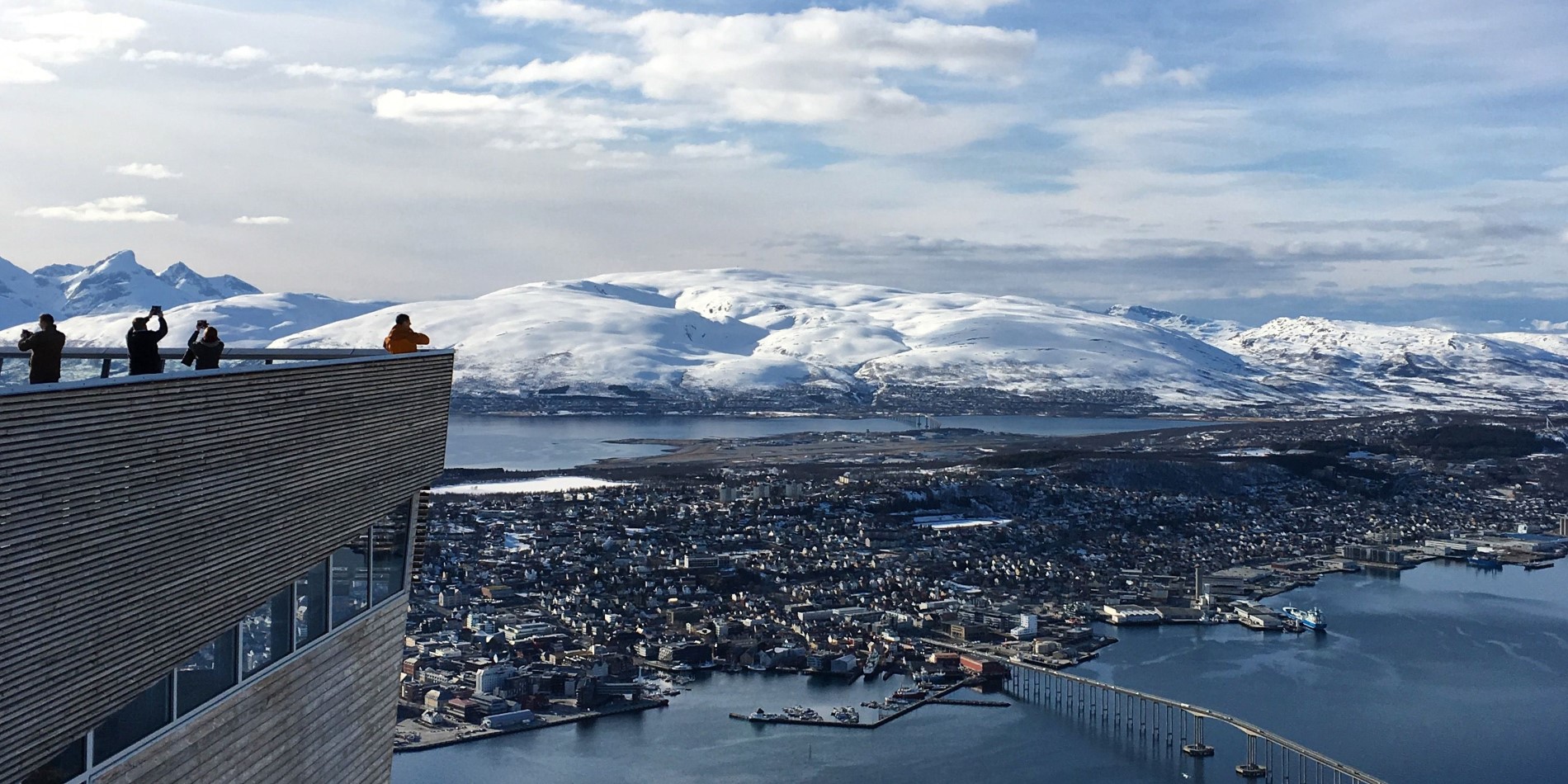 People standing on the view point in Tromsø