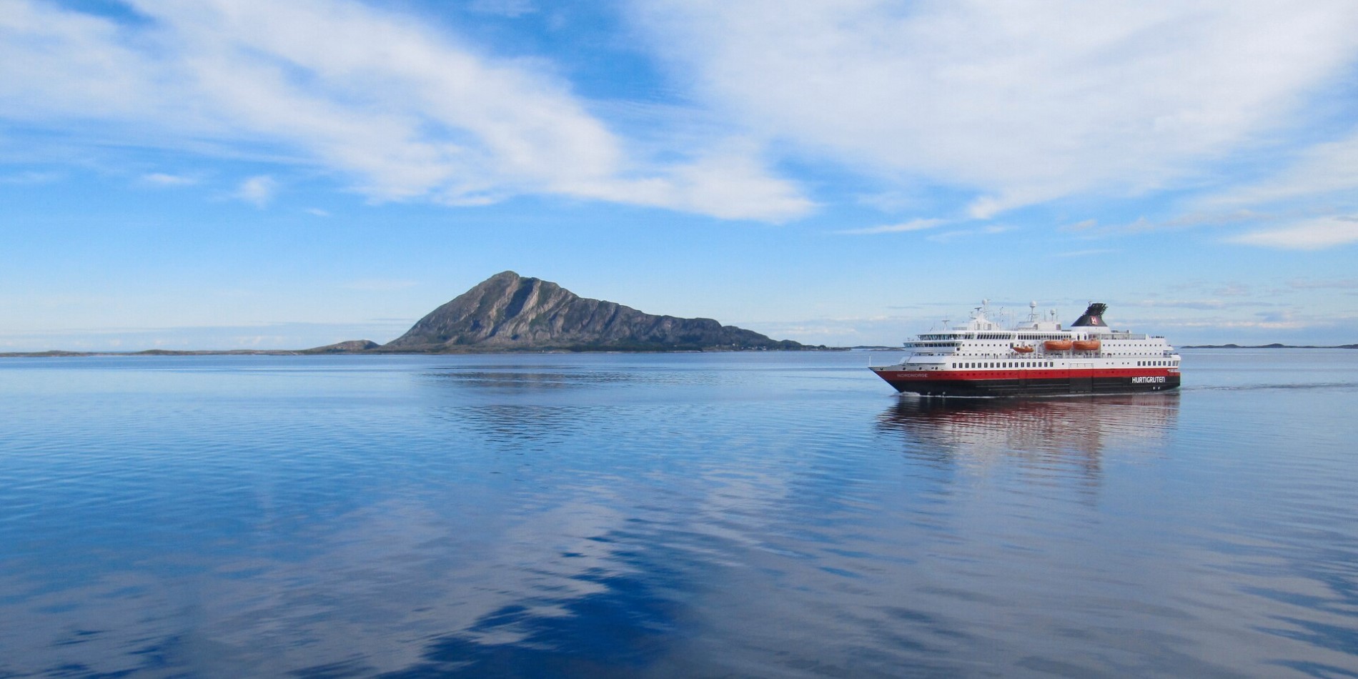 MS Kong Harald sailing quietly along the Norwegian coast