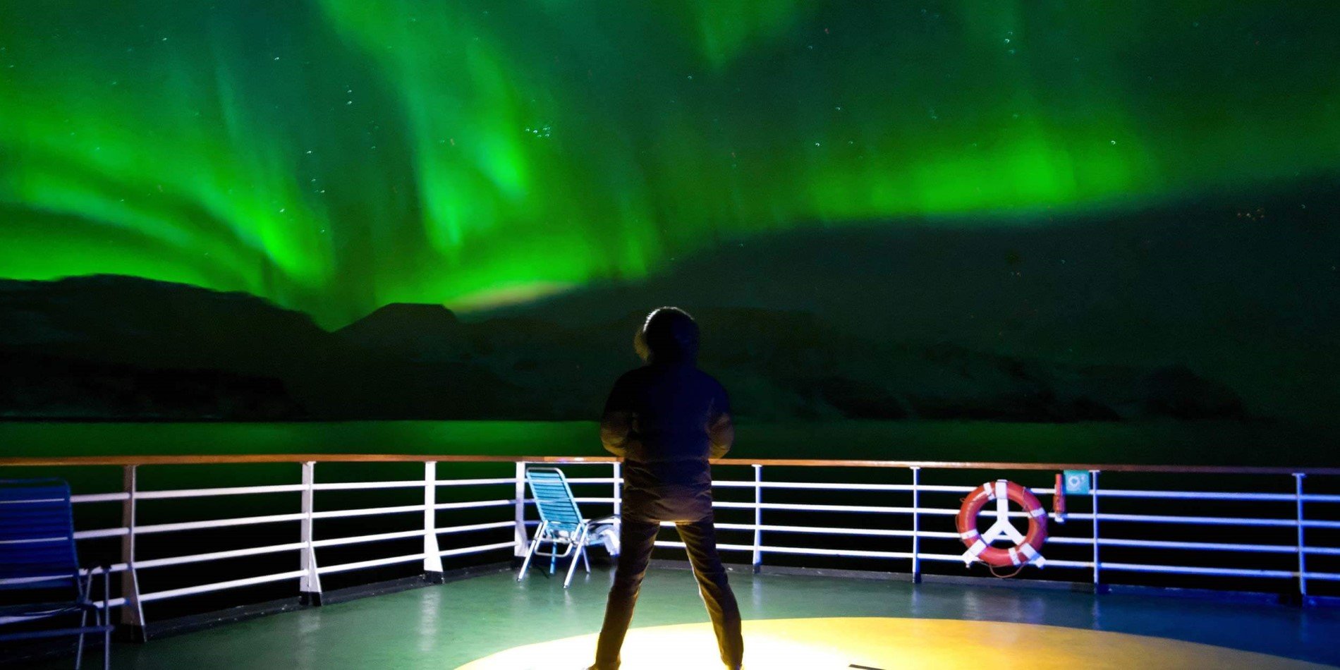 Gazing at the northern lights from a Hurtigruten ship