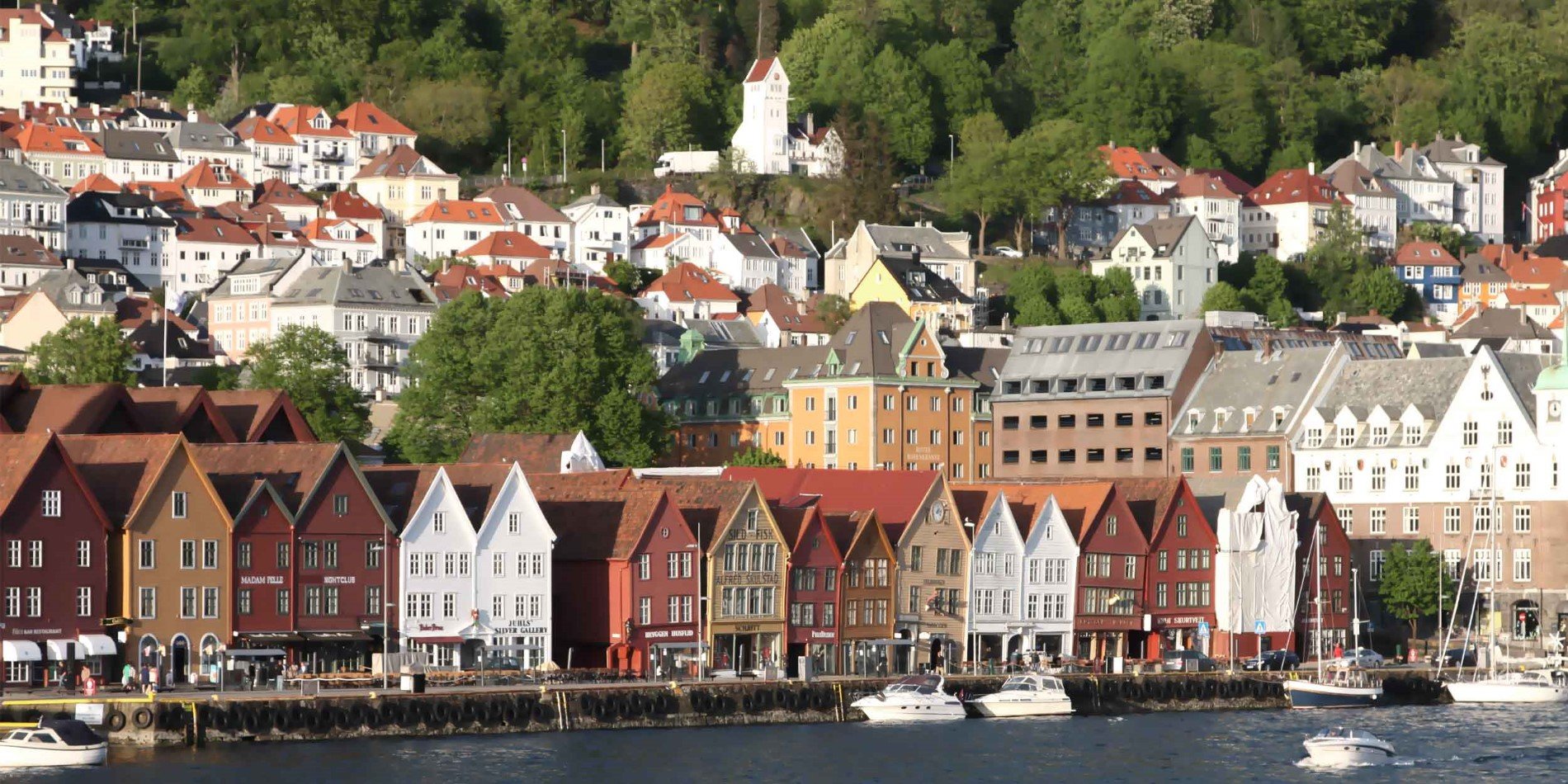 Picturesque houses at the harborside in Bergen