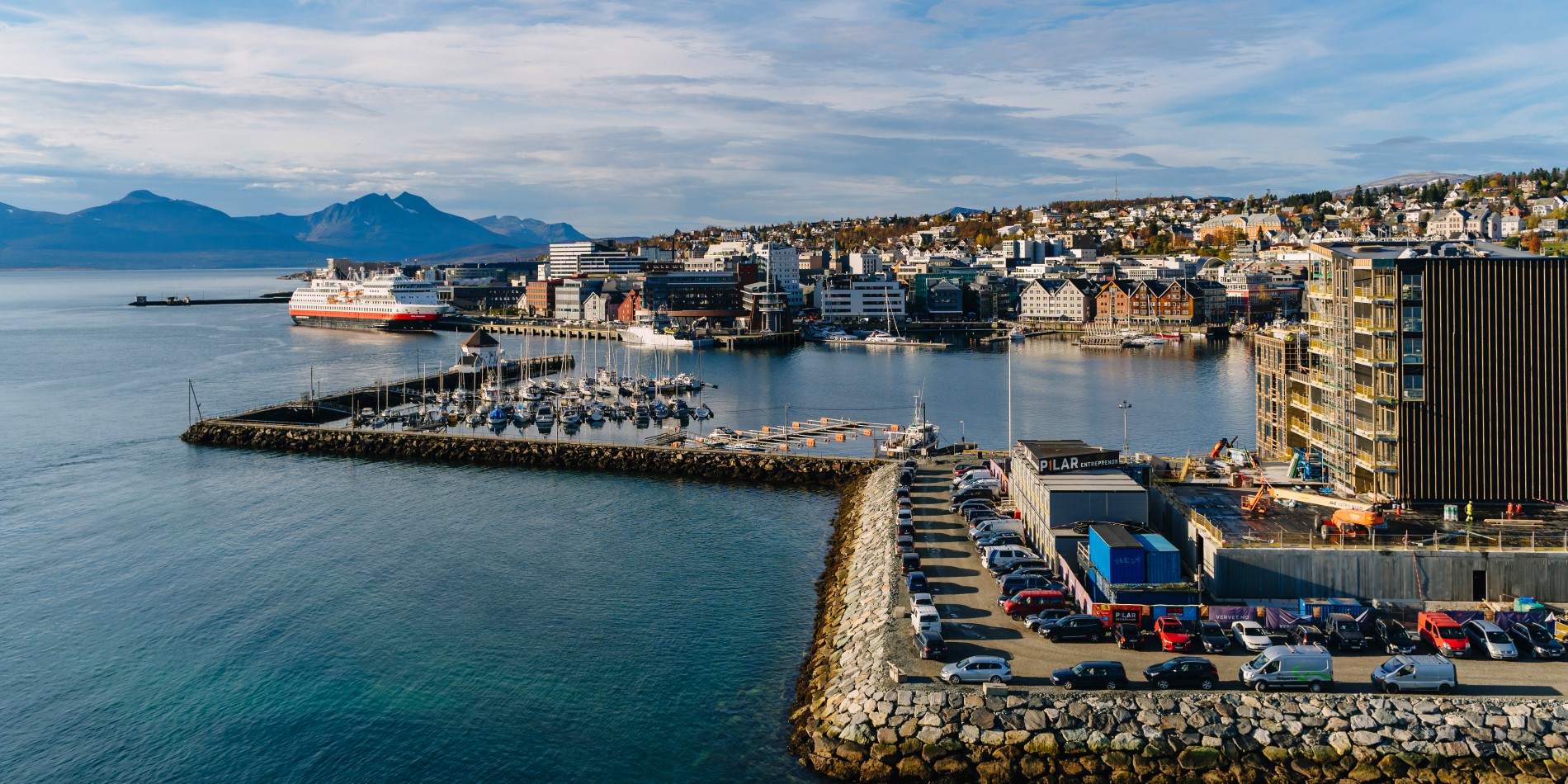 MS Otto Sverdrup to quay in Tromsø, Norway

